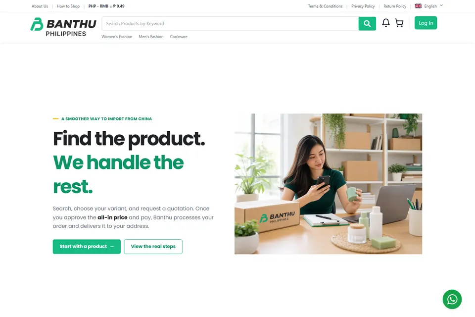 Banthu Philippines how to shop landing page.